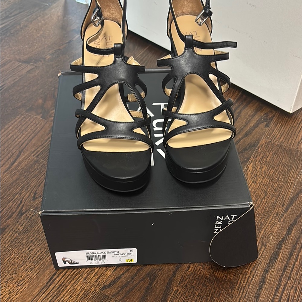 Naturalizer Black Strappy Platform Heels